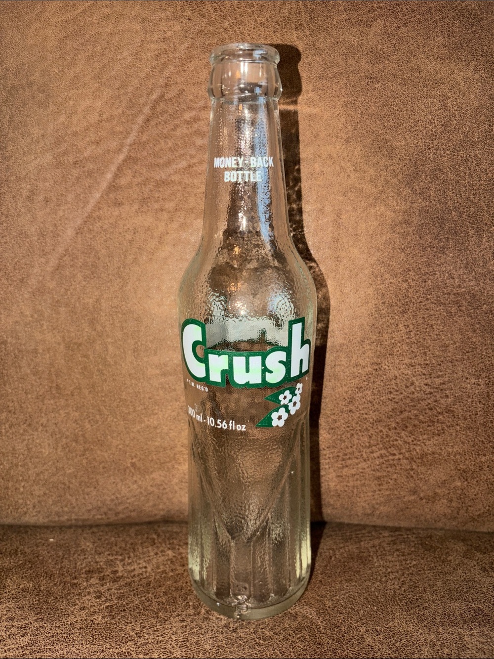 Vintage Crush Soda Glass Bottle with Green Logo